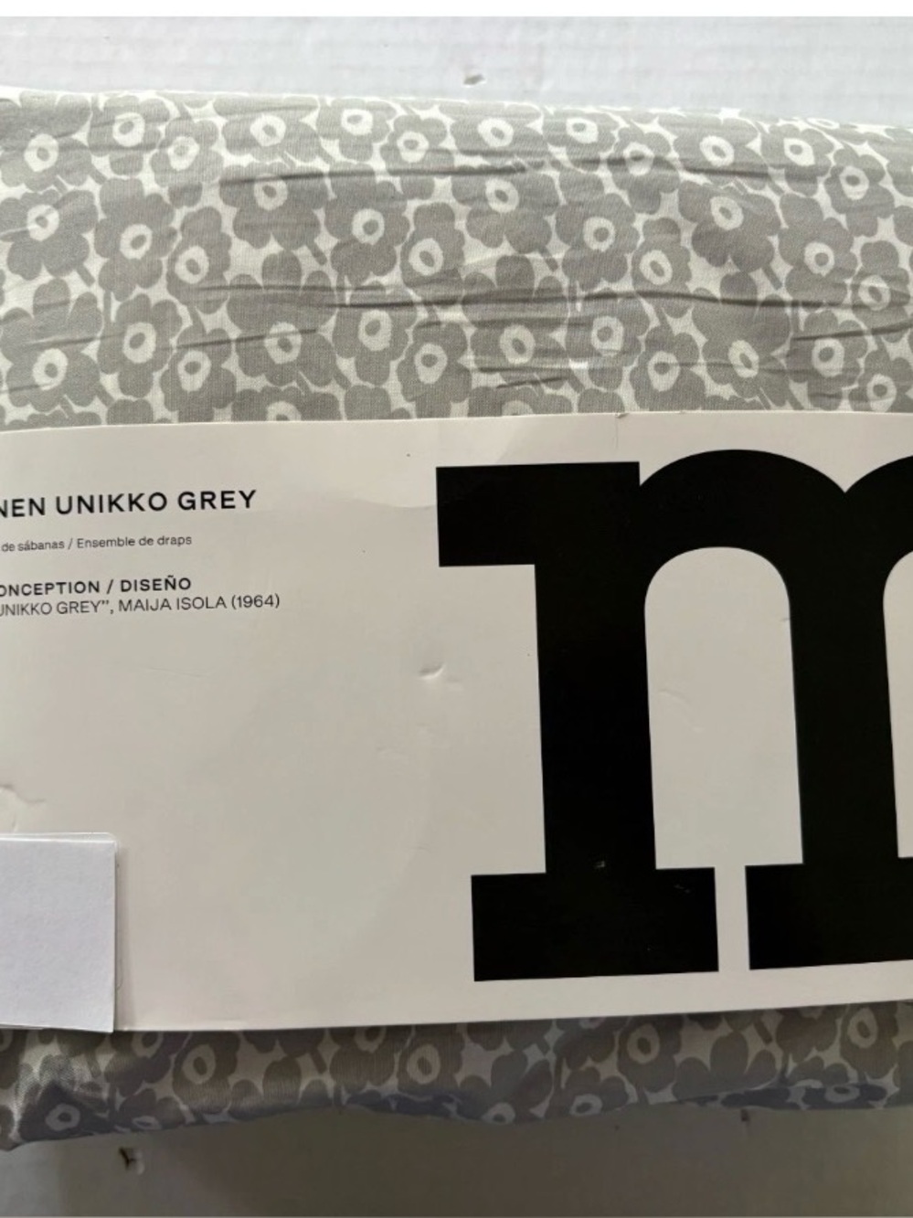 MARIMEKKO NEW Pikkuinen Unikko Gray 100% Cotton 4pc Sheet Set- Size QUEEN